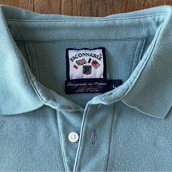 Faconnable Club Polo Shirt Mens Large Short Sleeve Casual Cotton Blue Golf Logo - Picture 1 of 5